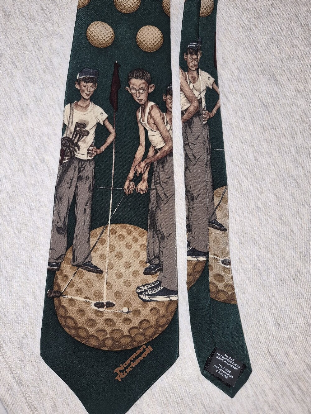 🅱️ Norman Rockwell Golf Silk Tie in Forest Green